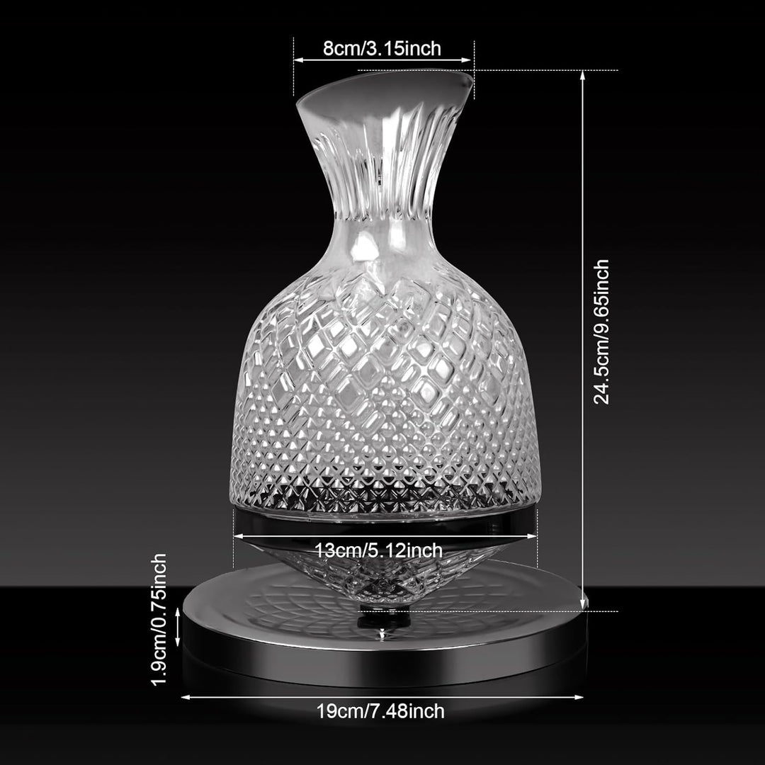 Granvoo Wein Dekanter 1500ML, 360° Drehbare Weinkaraffe, Dekantierer Tropffrei, Weindekanter, Rotwei