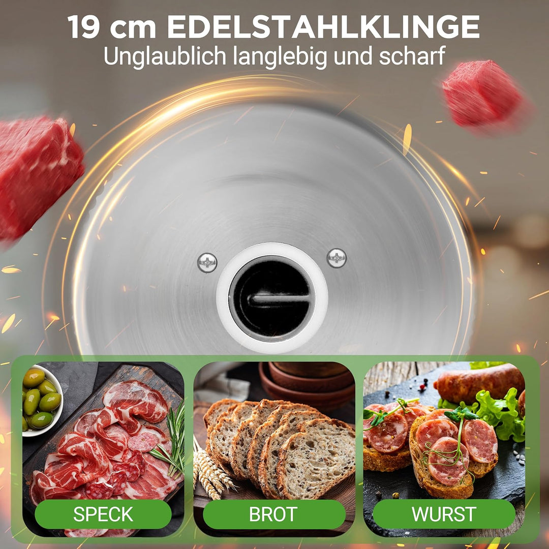NutriChef Brotschneidemaschine Elektrisch 200 W, 0–15 mm, 7,5 Zoll – Allesschneider Elektrisch Mit A