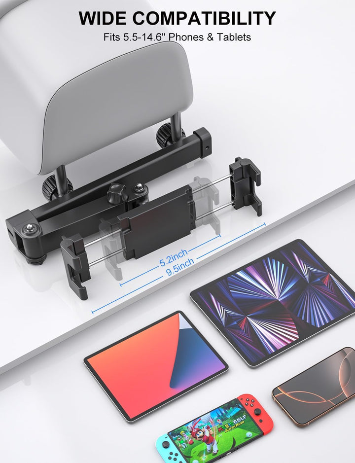 PLDHPRO Tablet Halterung Auto Kopfstütze, Tablethalterungen Auto mit Ausziehbar, iPad Halterung Rück