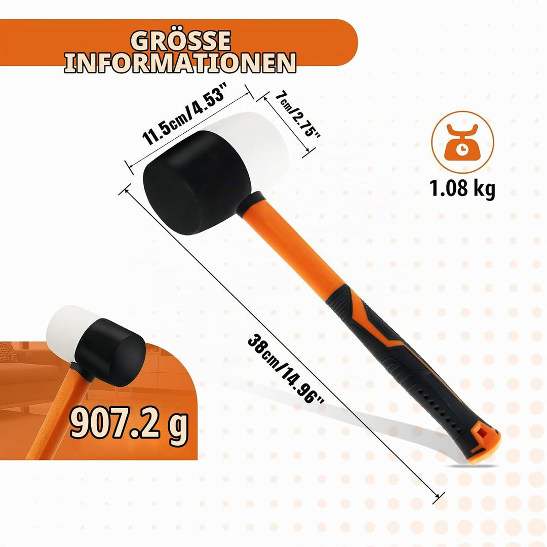 Gummihammer, 32oz Kleiner Gummihammer camping, Schonhammer für Boden und Tischlereiarbeiten geeignet