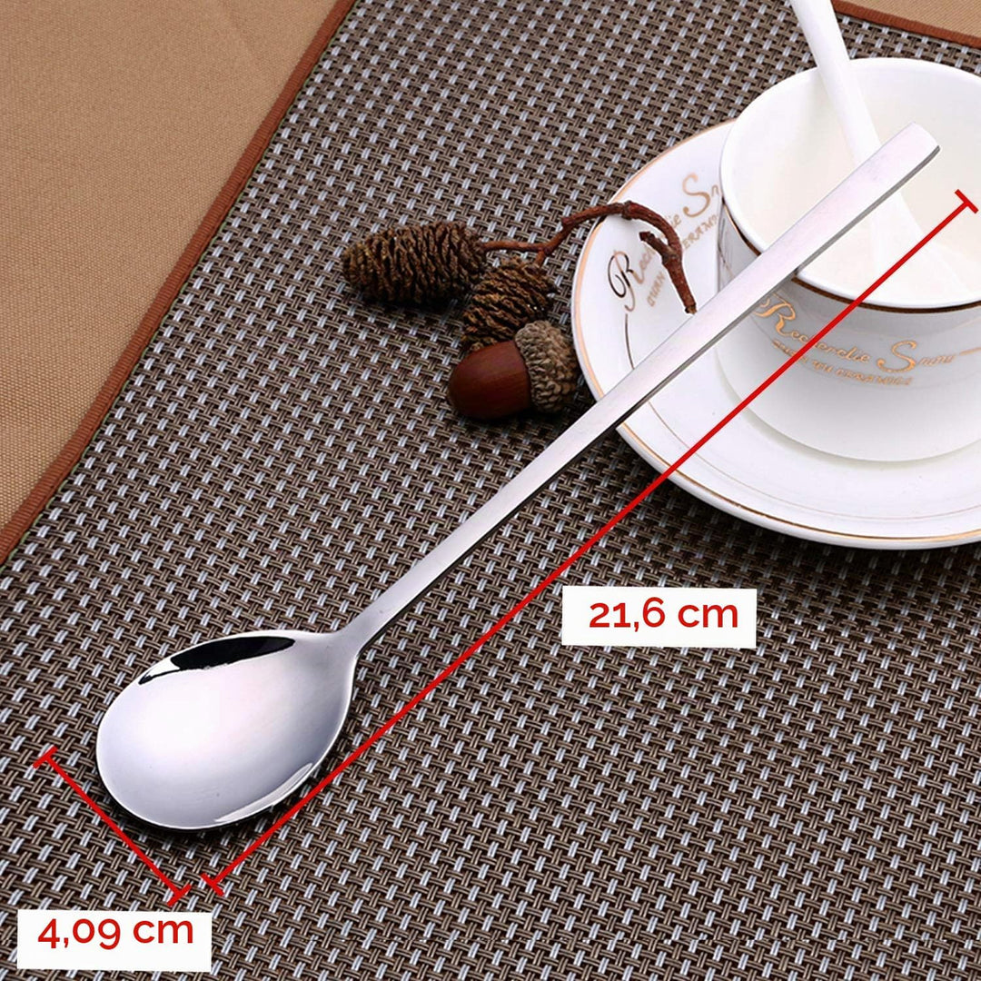 8 Stück Edelstahl 21,6 cm Koreanischer Löffel mit langen Griffen, Reislöffel, asiatischer Suppenlöff