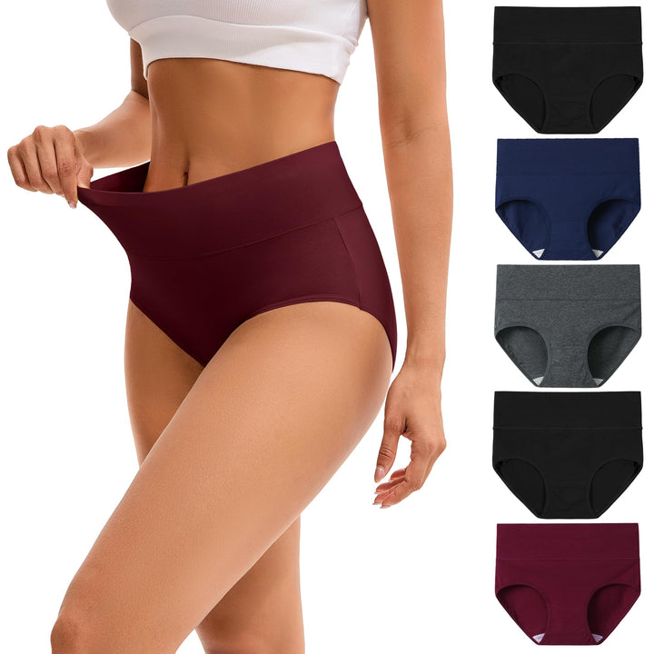 INNERSY Unterhosen Damen Baumwolle Stretch Slips Hohe Taille Weiche Unterwäsche Frauen 5er Pack XS T