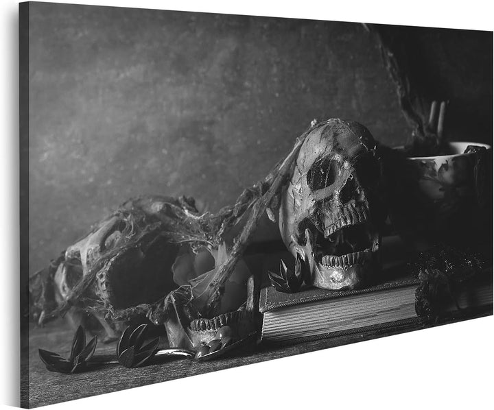 islandburner Bild auf Leinwand Totenkopf Stillleben Fotografie Schwarz Weiss Bilder Wandbilder Poste
