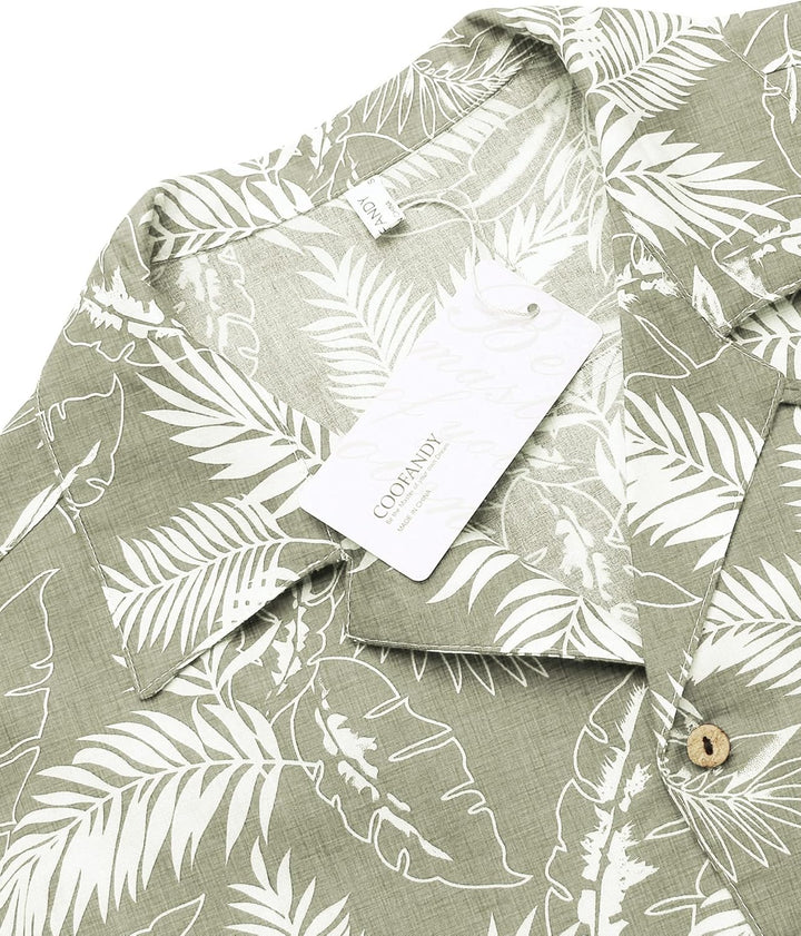 COOFANDY Leinenhemd Herren Hemd Sommer Kurzarm Herrenhemd Freizeit Sommer Hemden Einfarbig Basic Bea