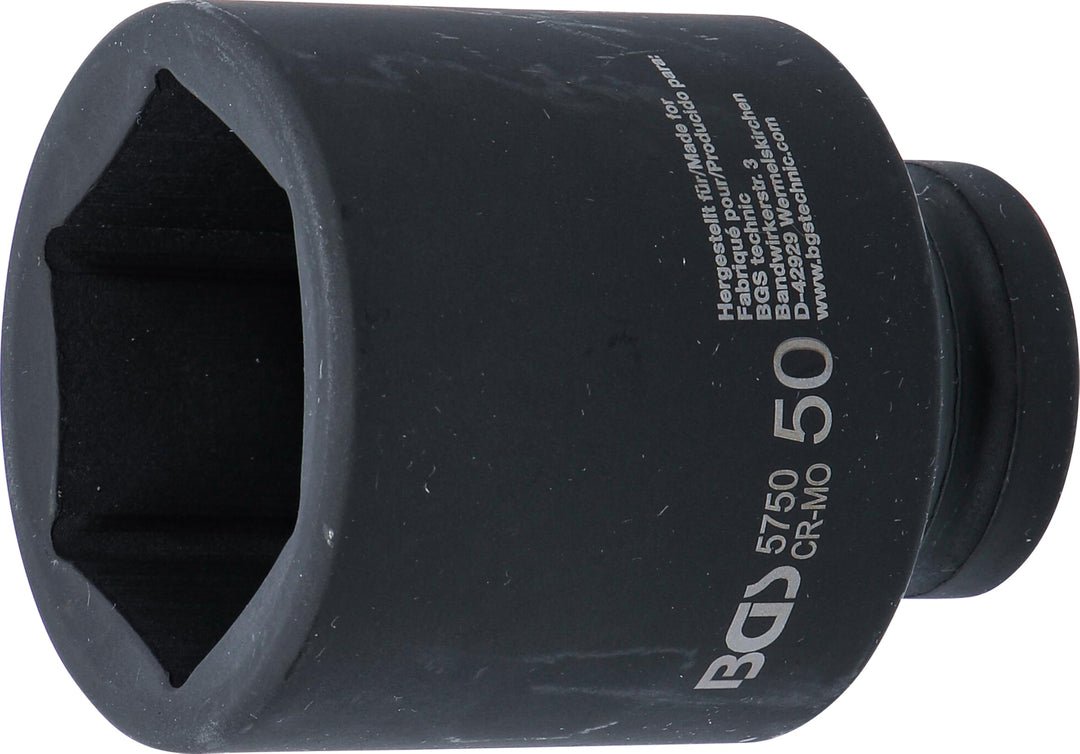 BGS 5750 | Kraft-Steckschlüssel-Einsatz Sechskant, tief | 20 mm (3/4") | SW 50 mm Schlüsselweite: 50