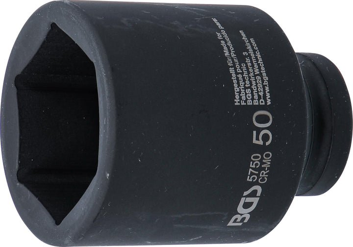BGS 5750 | Kraft-Steckschlüssel-Einsatz Sechskant, tief | 20 mm (3/4") | SW 50 mm Schlüsselweite: 50