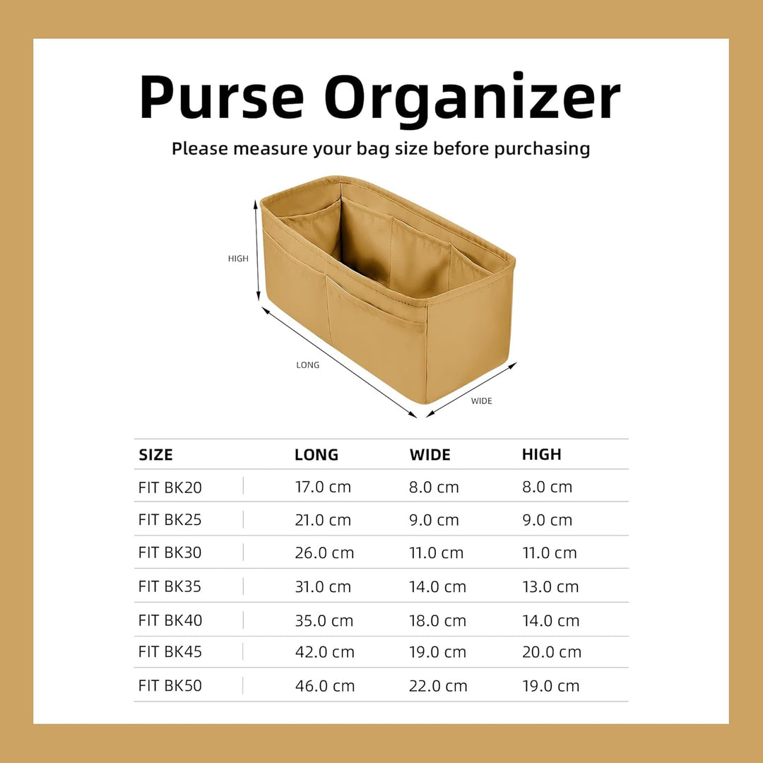 DGAZ Handtasche Tasche Organizer, Seide Innentasche für Birkin 20/25/30/35/40, Seidige Berührung Tas
