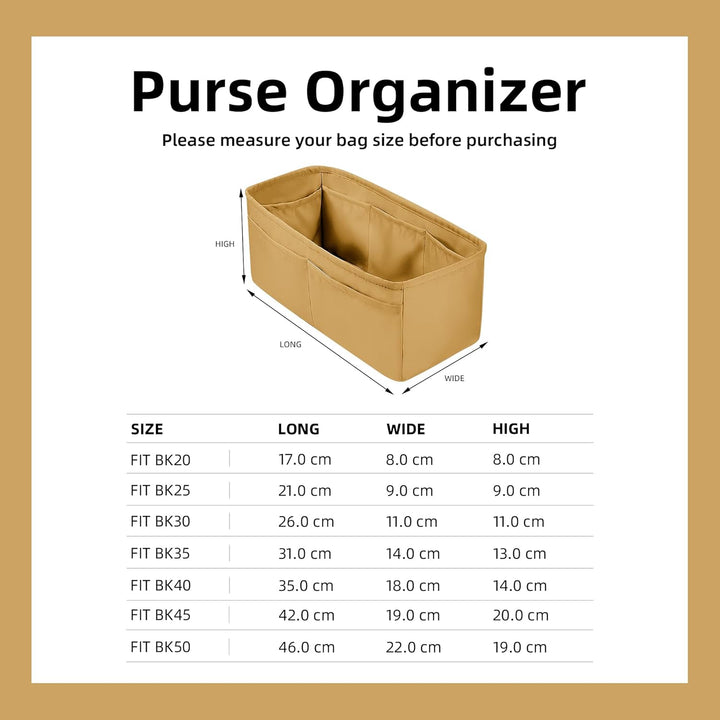 DGAZ Handtasche Tasche Organizer, Seide Innentasche für Birkin 20/25/30/35/40, Seidige Berührung Tas
