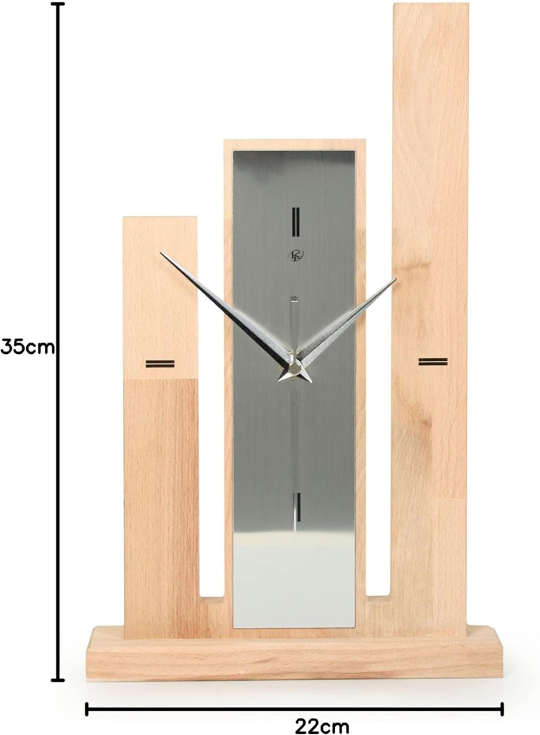 Kreative Feder Designer-STANDUHR „Stairs“ aus Massivholz – analoge TISCHUHR ohne Tickgeräusche (leis