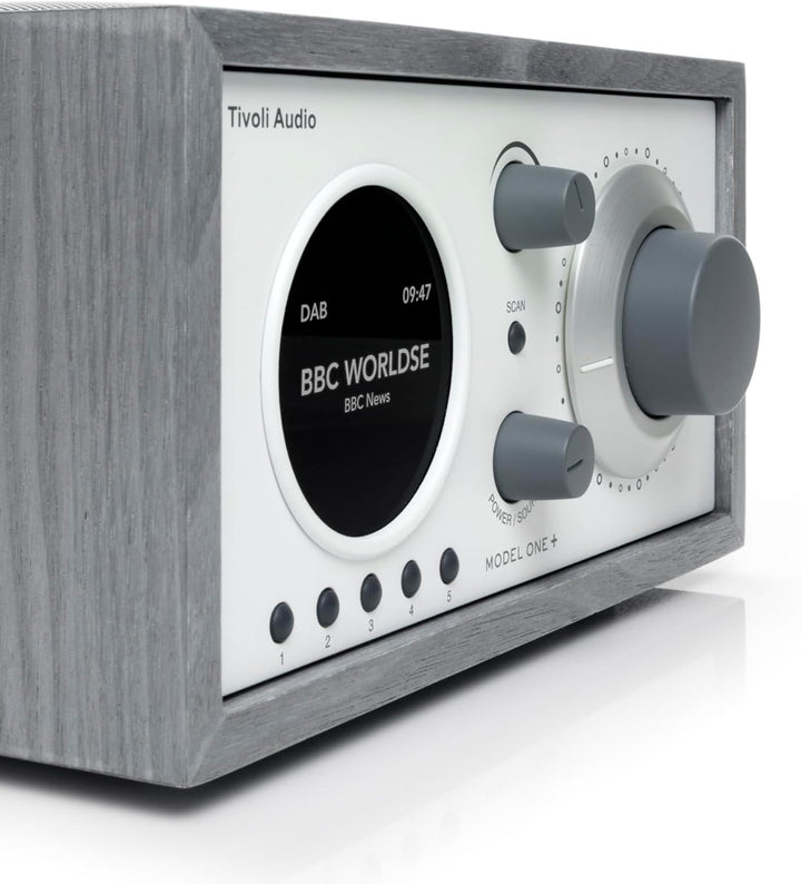 Tivoli Audio Model One+ FM/DAB+ Radio mit Bluetooth und Fernbedienung (Grau / Weiss) Grau/weiss, Gra