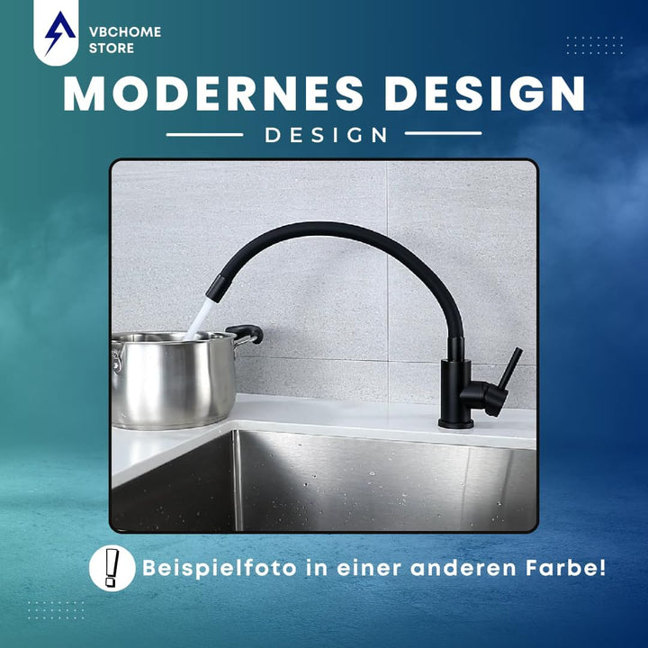 VBChome Küchenarmatur mit flexibler Grau Silikonbrause – Flexibler Wasserhahn mit Einhebelmischer fü