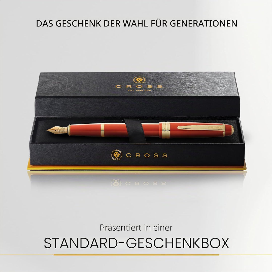 Cross Bailey Light Füllfederhalter (Federstärke F, inkl. Geschenkverpackung) Bernstein-Lack mit gold