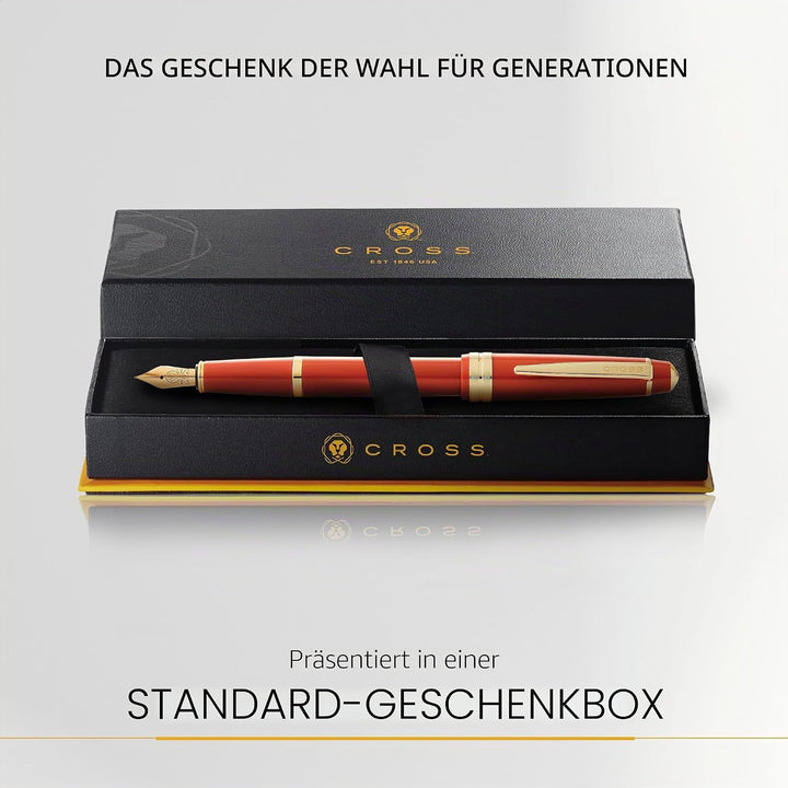 Cross Bailey Light Füllfederhalter (Federstärke F, inkl. Geschenkverpackung) Bernstein-Lack mit gold