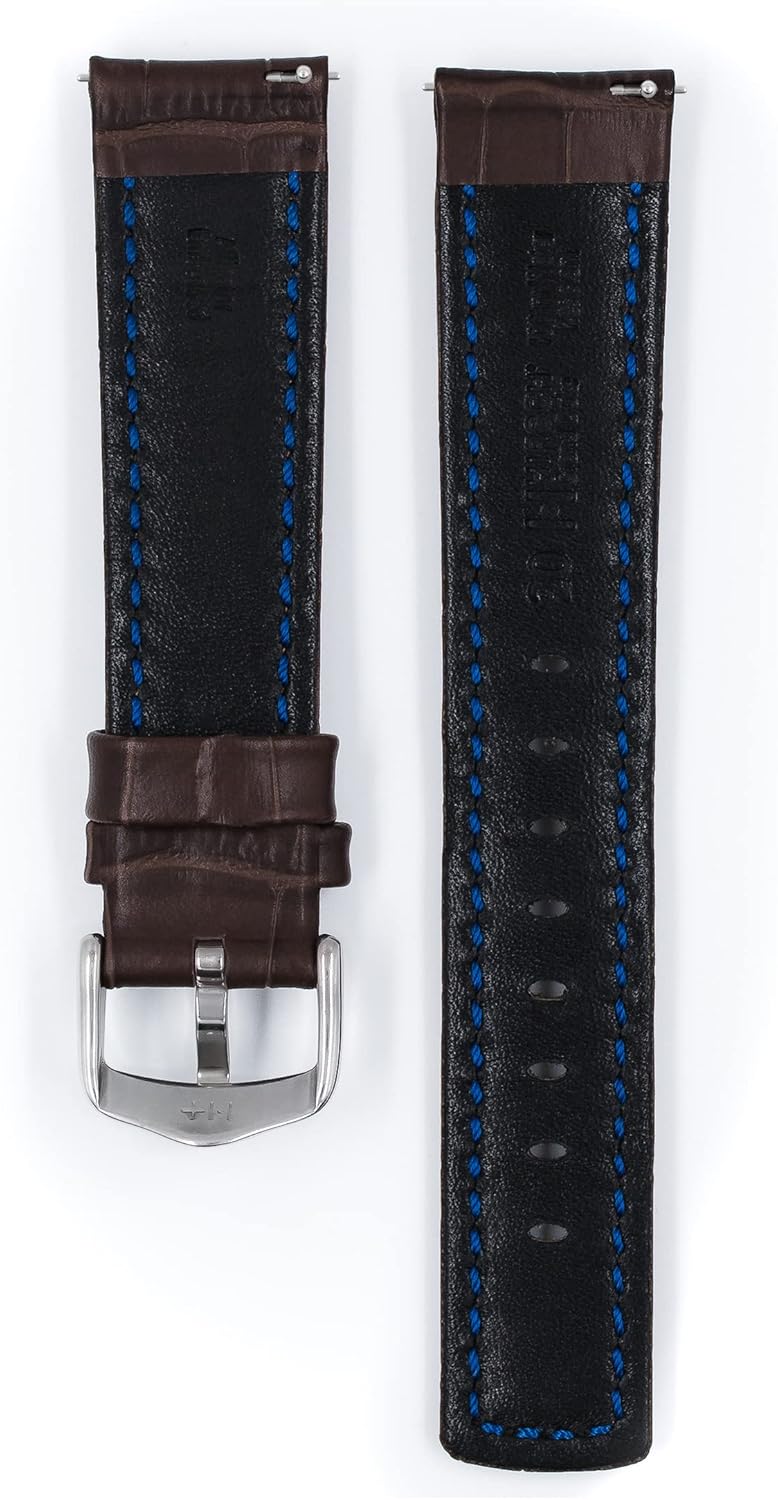 HIRSCH Herren Uhrenarmband Alligator Style Modell Grand Duke 24 mm Braun, Braun