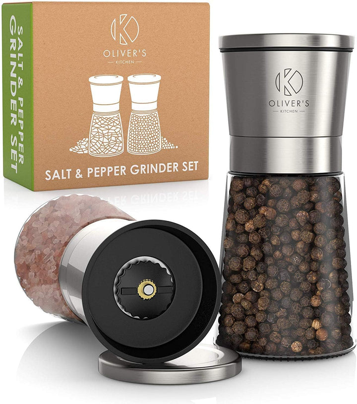 Oliver's Kitchen ® Salz und Pfeffermühle - Premium Keramikmühlen 2 Stück – Einfach aufzufüllen – man
