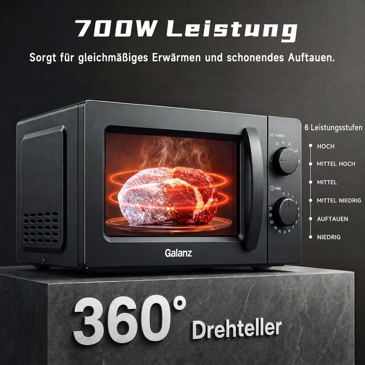 Galanz Retro Mikrowelle 0,7L Studenten - Kompakte 700W Mikrowelle Spar 8–12€/Monat fur Studentenwohn