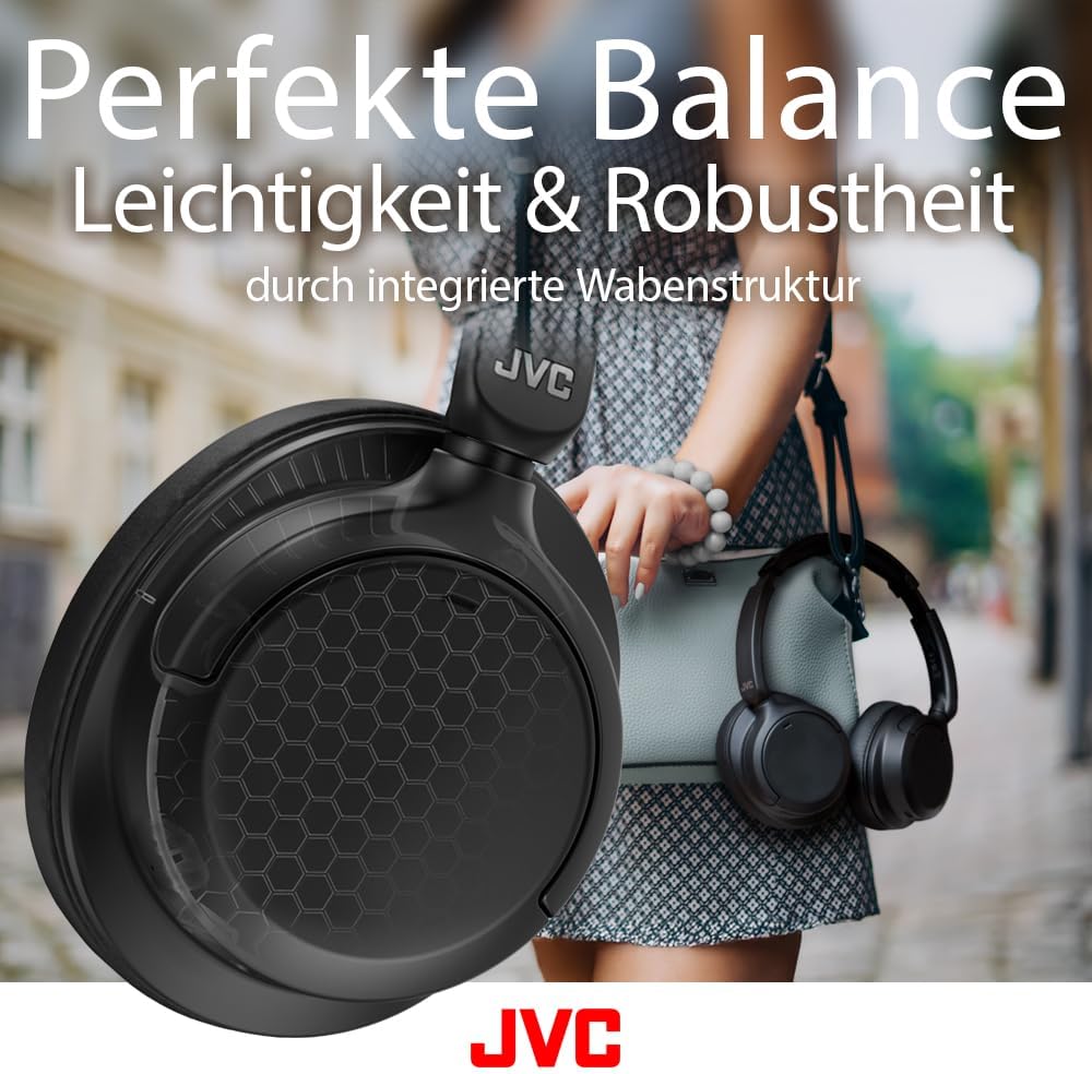 JVC HA-S95N-B - Bluetooth Around-Ear Kopfhörer mit Hybrid Noise Cancelling, BT 5.3, 50 Stunden Akkul