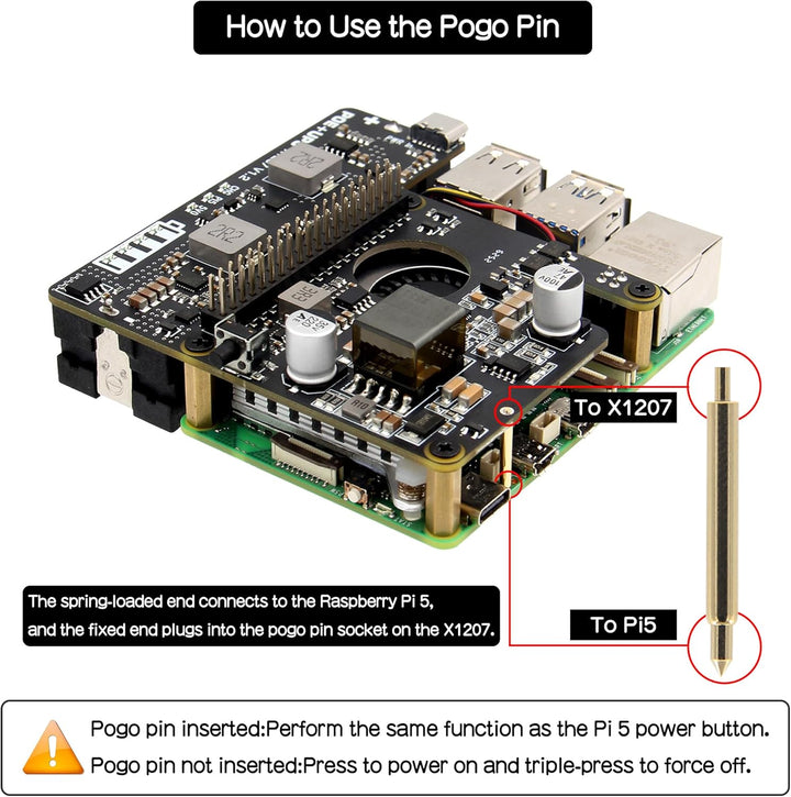 Geekworm X1207 2-in-1 PoE+ & UPS HAT for Raspberry Pi 5 (2/4/8/16GB), IEEE 802.3at 5V 5A Output, Sup