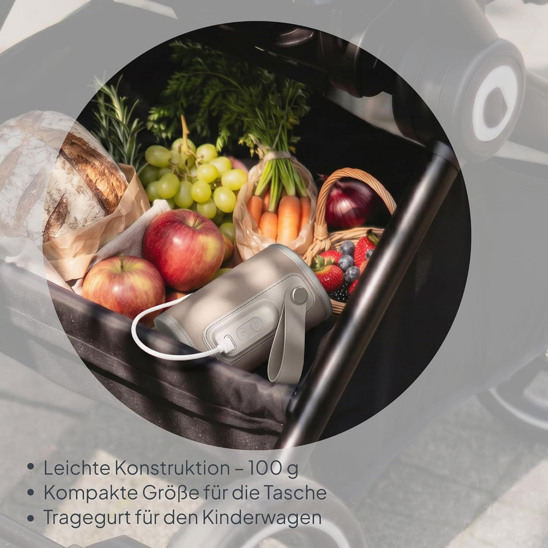 LIONELO Thermup Go Tragbarer Babyflaschenwärmer USB-C, Flaschenwärmer Unterwegs & Auto, 24h Warmhalt