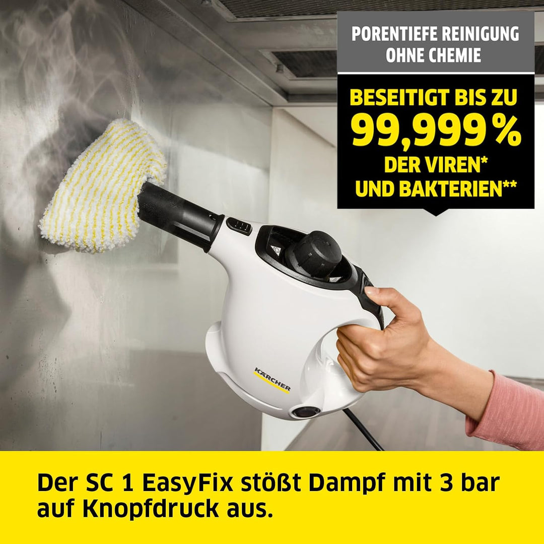Kärcher Dampfreiniger SC 1, Dampfdruck: 3 bar, Aufheizzeit: 3 min., Leistung: 1.200 W, Flächenleistu