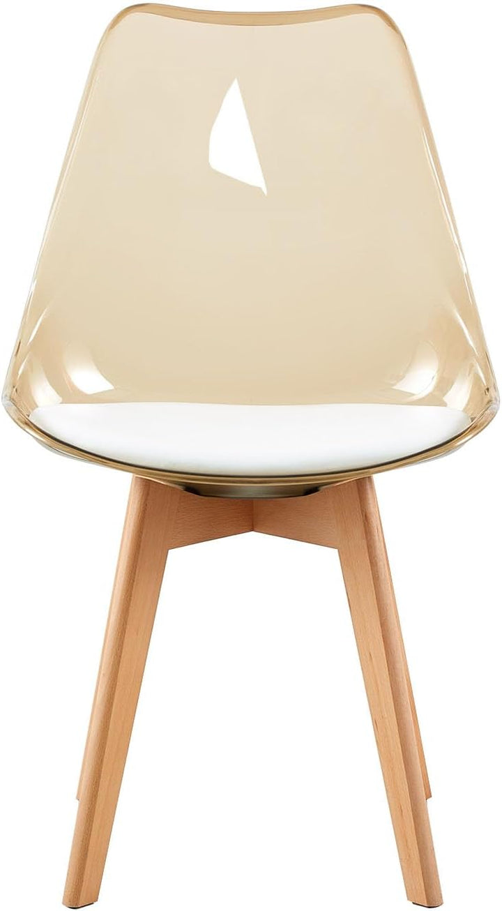 EGGREE 2er-Set Skandinavische SGS-geprüfte Esszimmerstühle, 2 Braune Transparente Küchenstühle mit M