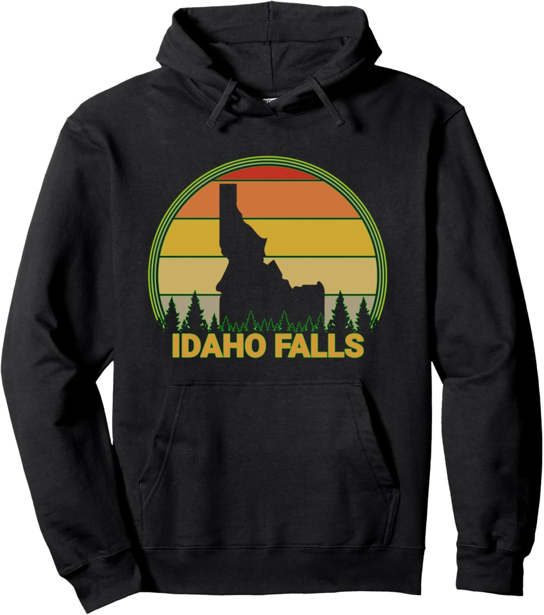 Bundesstaat Idaho Landkarte Bäume Sonnenuntergang Stadt Idaho Falls Idaho Pullover Hoodie