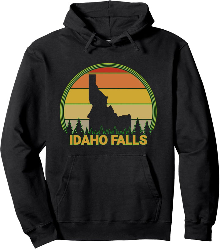 Bundesstaat Idaho Landkarte Bäume Sonnenuntergang Stadt Idaho Falls Idaho Pullover Hoodie