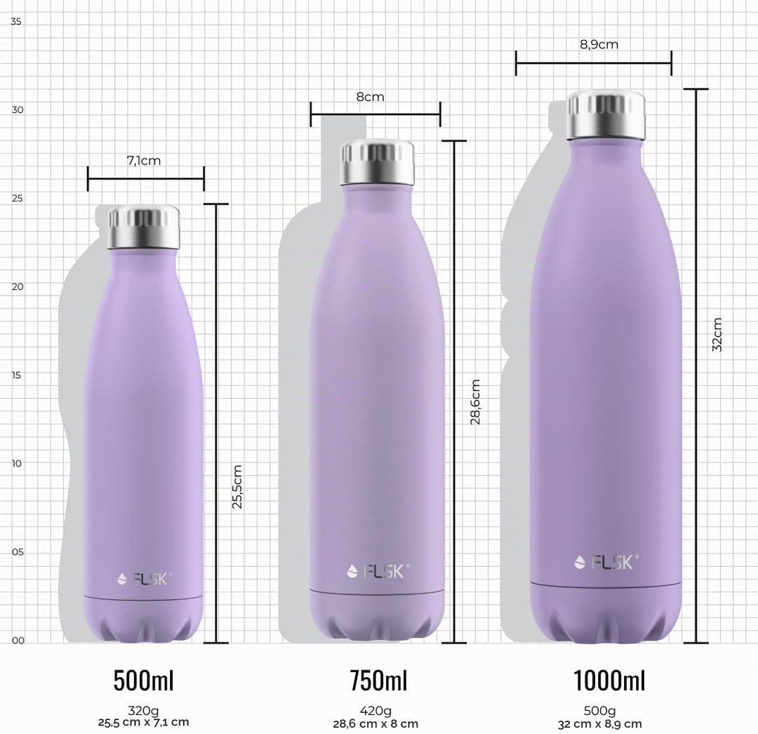 FLSK Trinkflasche – Premium Edelstahl Thermosflasche – 100% auslaufsicher &amp; kohlensäuregeeignet – hä