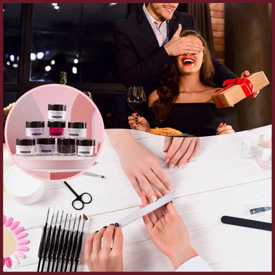 Nail Dip Powder Starter Set 8 Farben Clear White Pink Nagelpuder Gel für Nägel Set mit Base Top Coat