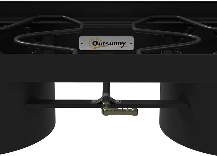 Outsunny 2-Flammen Propanherd 92000BTU/h 79x40x76cm | Tragbarer Gasherd, mit 2 abnehmbaren Beinen, f