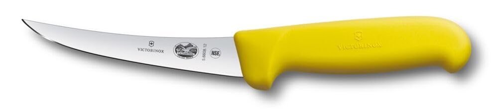 Victorinox Fibrox Ausbeinmesser, Scharfes Küchenmesser für Fleisch und Fisch, 12 cm, Gebogene Klinge