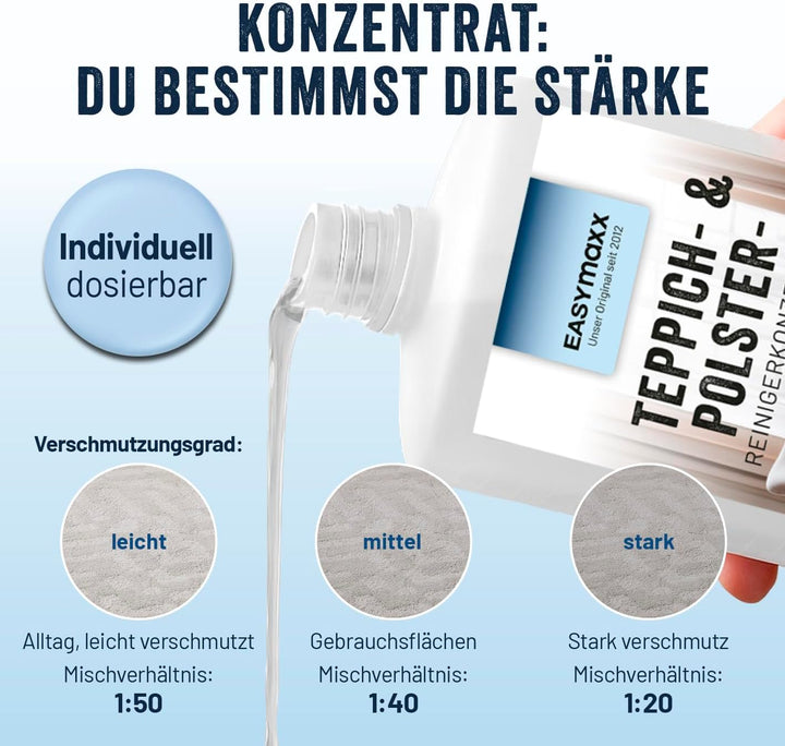 CLEANmaxx Polsterreiniger Gerät Kompakt Pro inkl. Teppichreiniger Mittel | 13 kPa Nasssauger für Pol