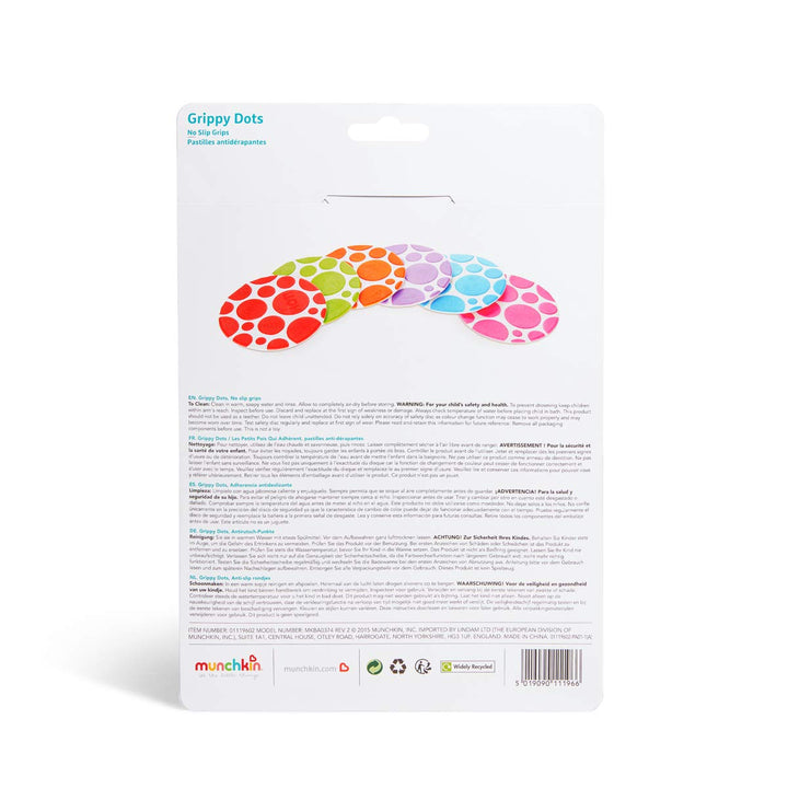 Munchkin Non-Slip Grippy Dots Bath Mat Hot Detection Technology, Pack of 6, Grippy Dots