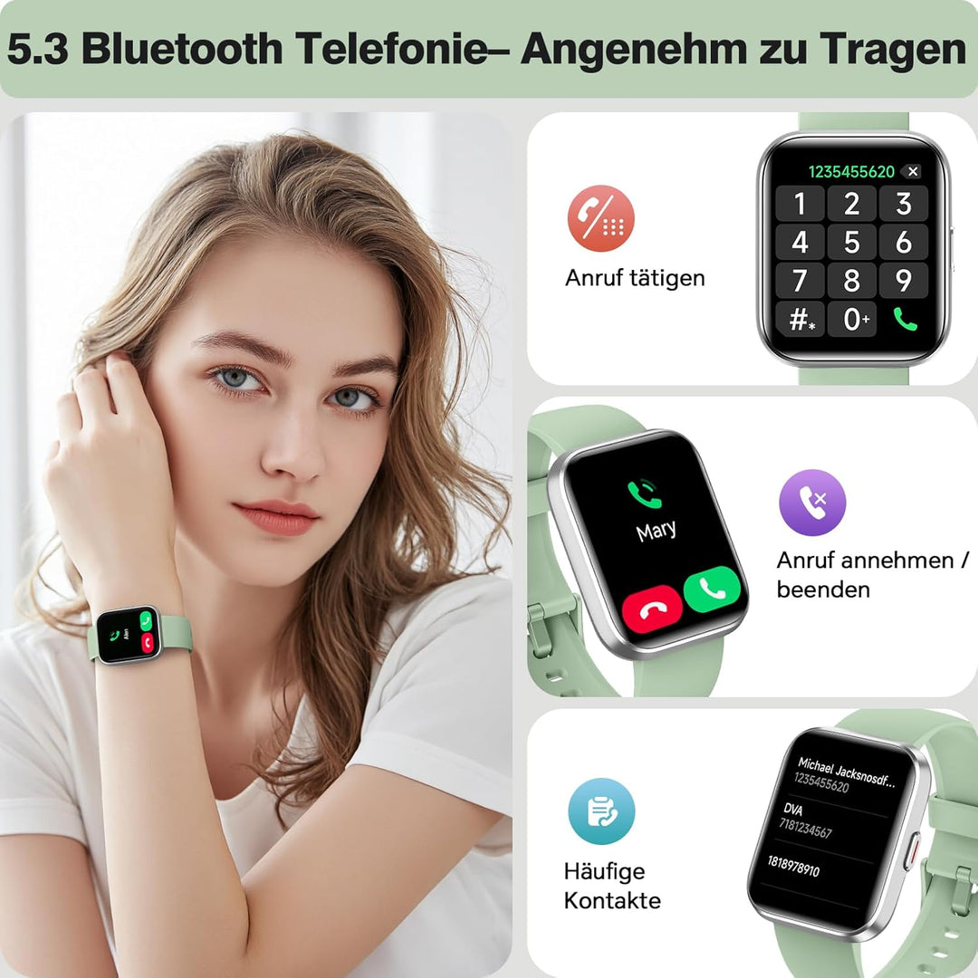 aeac Smartwatch Herren Damen, 1.85" Smart Watch mit Telefonfunktion/Whatsapp, Fitnessuhr Tracker mit