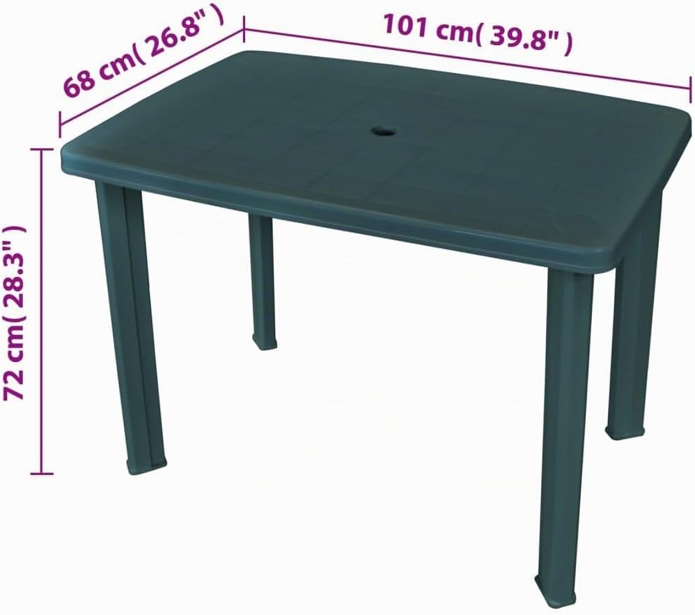 vidaXL Gartentisch Grün Kunststoff Terrassentisch Campingtisch Balkontisch 101 x 68 x 72 cm Grün, 10