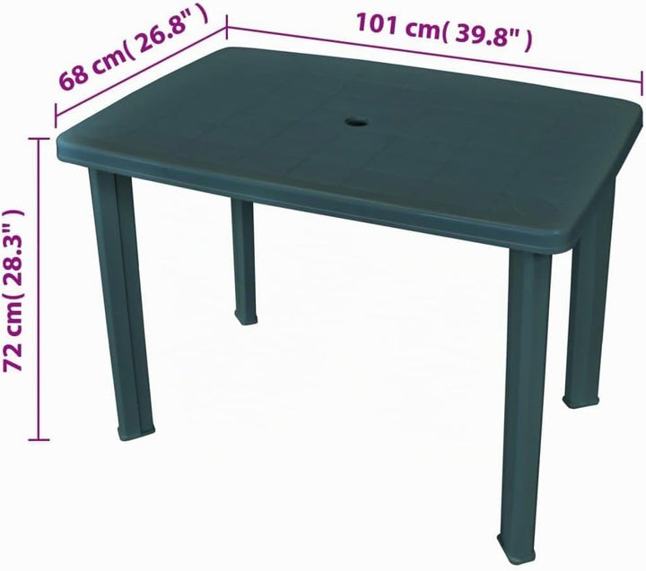 vidaXL Gartentisch Grün Kunststoff Terrassentisch Campingtisch Balkontisch 101 x 68 x 72 cm Grün, 10