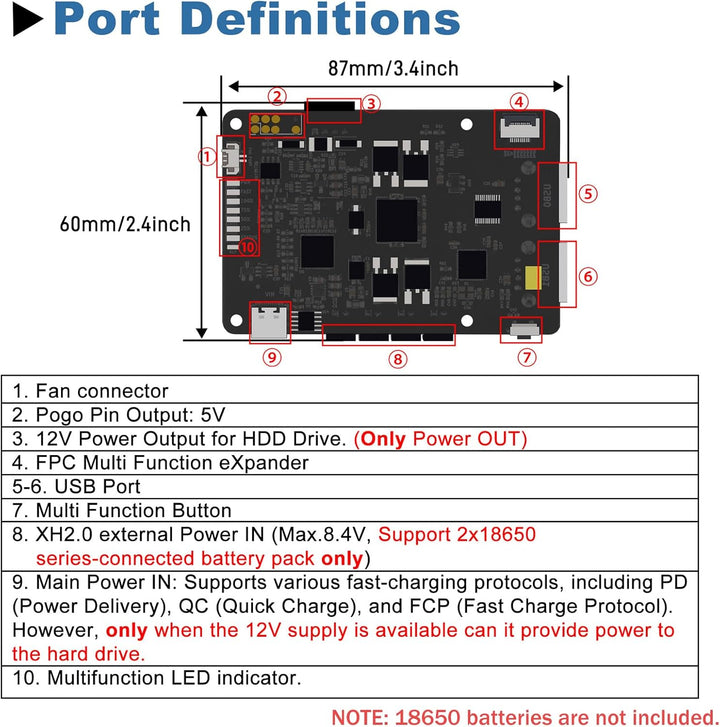 GeeekPi UPS Gen 6 Power Module UPS V6 Uninterruptible UPS Shield for Raspberry Pi 5/4B/Orange Pi - E