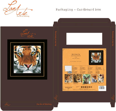 LANARTE PN Zählmusterpackung Tiger Aida Kreuzstichpackung, Baumwolle, Mehrfarbig, 35 x 34 x 0.3 cm,