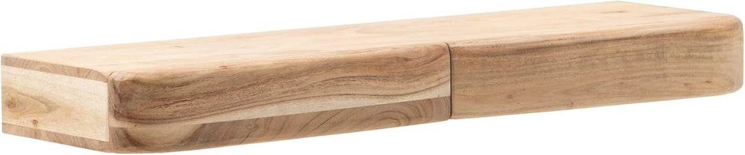 Wohnling Wandregal 80x20x8 cm Akazie Massivholz mit 2 Schubladen 80 cm, 80 cm