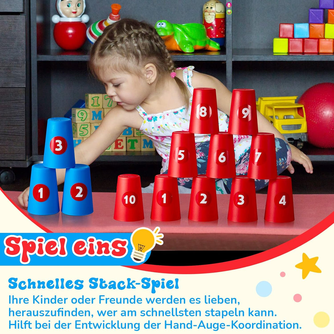 Harrycle 54 Stück Wurfspiel 3 in 1 Set Kinder Ringwurfspiel für Party Erhalten 20 Sport Stapelbecher
