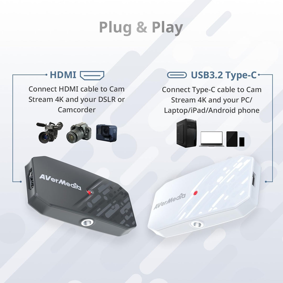 AVerMedia CamStream 4K60 HDMI 4K Capture Card für DSLR, Camcorder & Action-Cam – HDR10 & RGB24 Unkom