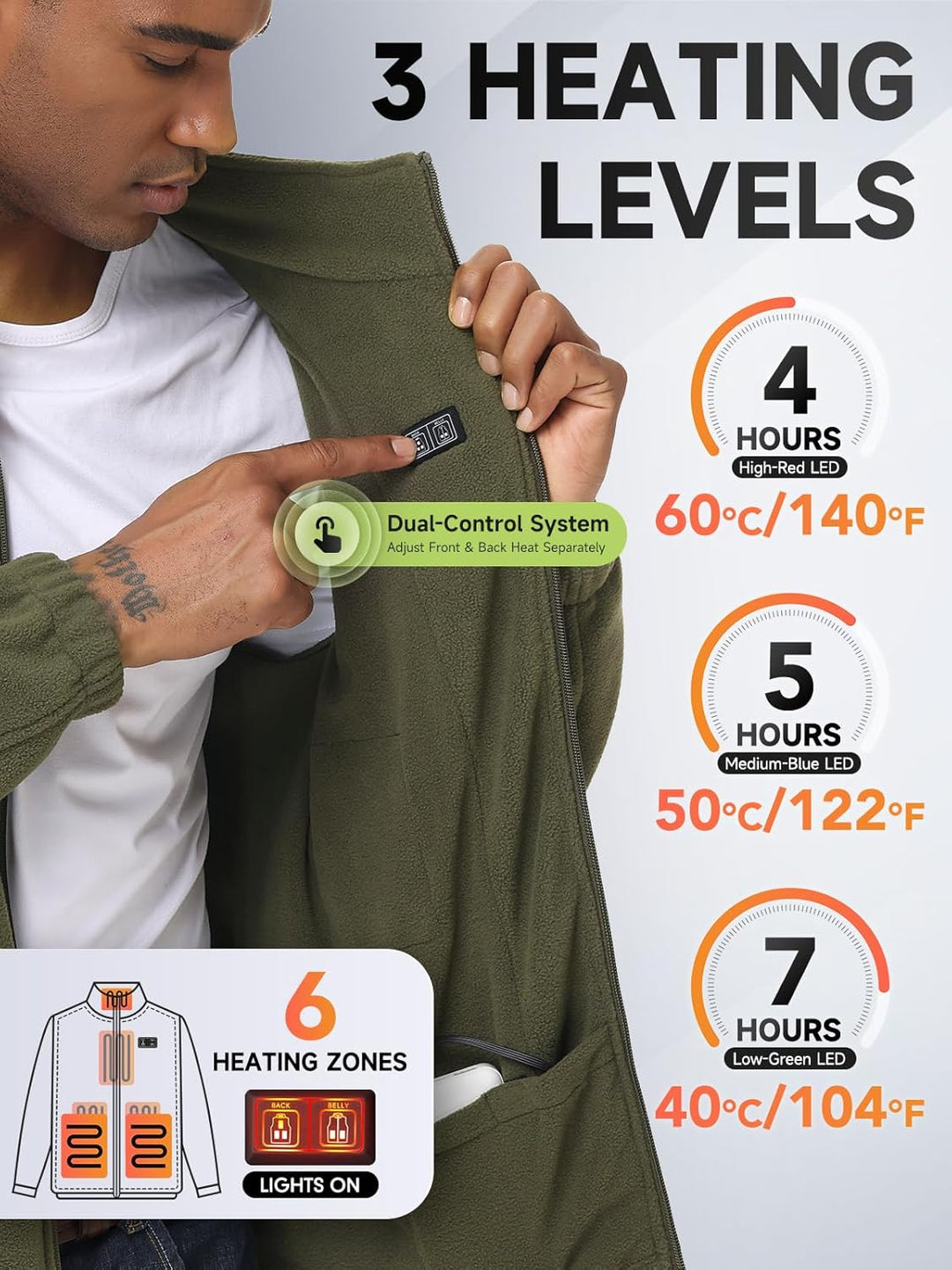 LABEWVI Beheizbare Weste, Heizweste für Damen Herren, Beheizte Jacke mit 10000mAh Powerbank, C1 Pola