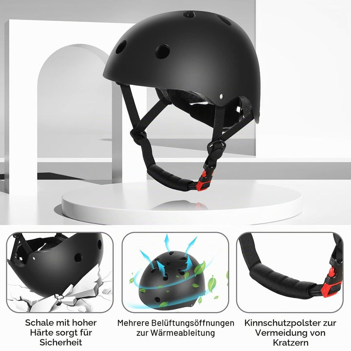 WayEee Knieschoner Kinder mit Helm, Schonerset Kinder 3-10 Jahre, Knieschützer Inliner Kinder Schutz