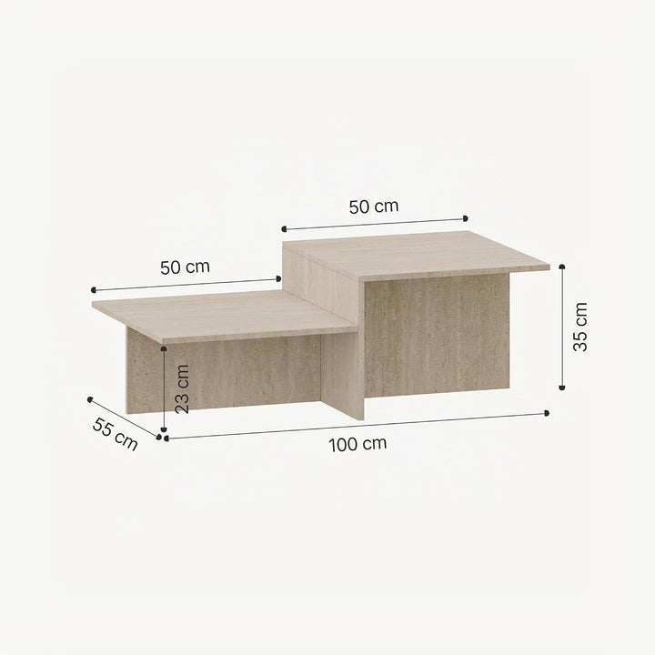 [en.casa] Couchtisch Taniena Wohnzimmertisch mit doppelter Tischplatte eckig Beistelltisch 100 x 55