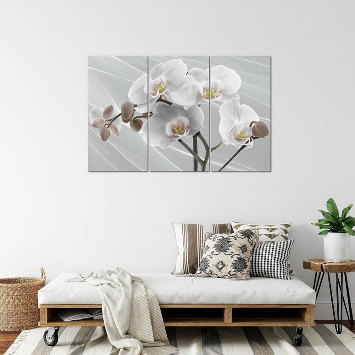 Runa Art Wandbilder Blumen Orchidee Bild XXL Wohnzimmer Schlafzimmer Grau Rosa Abstrakt 120 x 80 cm
