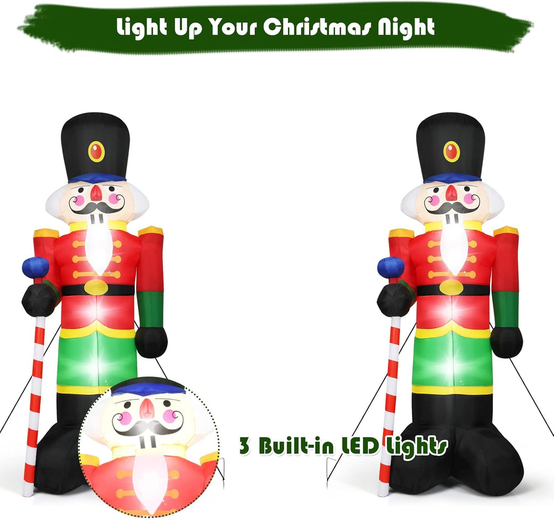 LIFEZEAL Aufblasbare Nussknacker Soldat für Weihnachten, 240cm Weihnachtsdeko mit LED-Beleuchtung, A