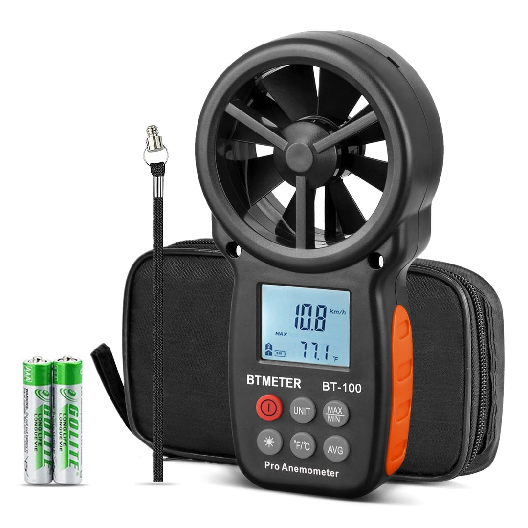 BTMETER BT-100 Digitaler Anemometer Handheld Windmesser Wind Speed Meter Gauge,Präzise Messung der W