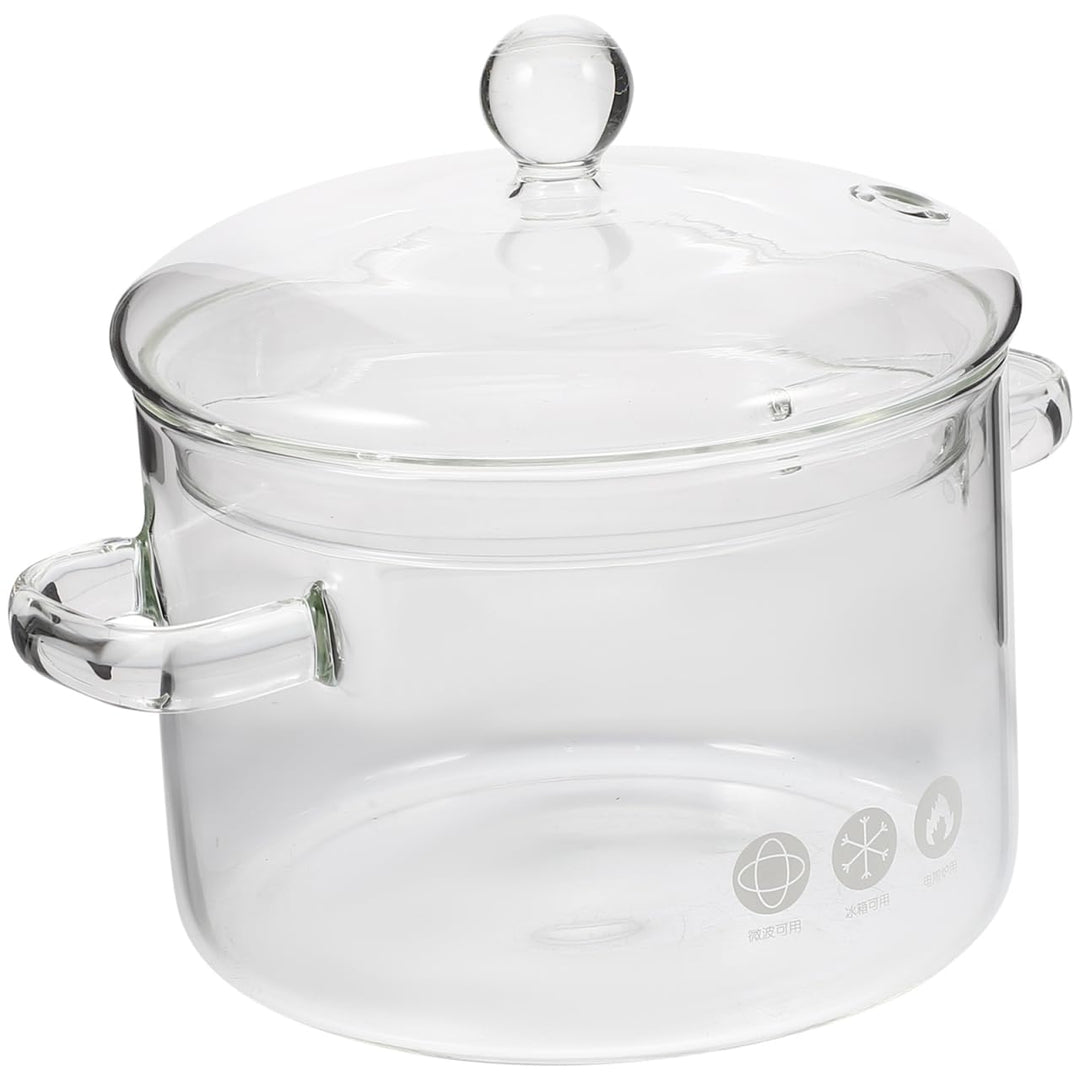 ERINGOGO Glastopf zum Kochen,Hoher Borosilikat- Glas- Suppe Topf Glas Sofortnudel Kochtopf Mit Decke