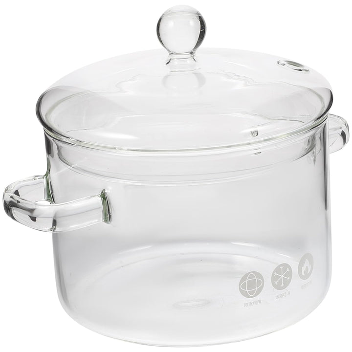 ERINGOGO Glastopf zum Kochen,Hoher Borosilikat- Glas- Suppe Topf Glas Sofortnudel Kochtopf Mit Decke