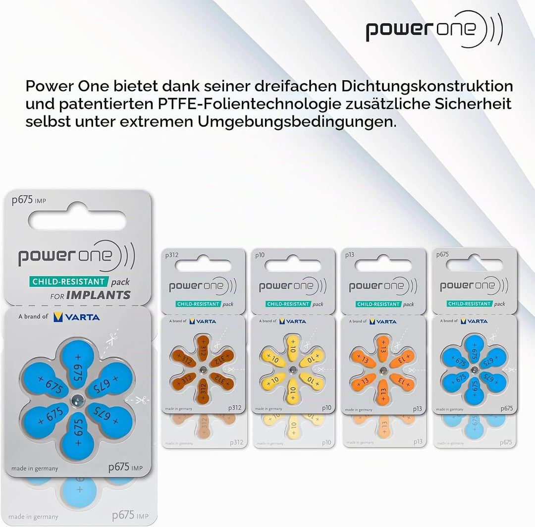 60 Stück Varta Implant Plus 675-570 mAh 1,4 V